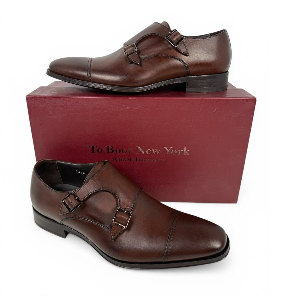 To Boot New York Grant Dress Shoe Mens 9 M Brown Italian Calf Leather Monkstrap